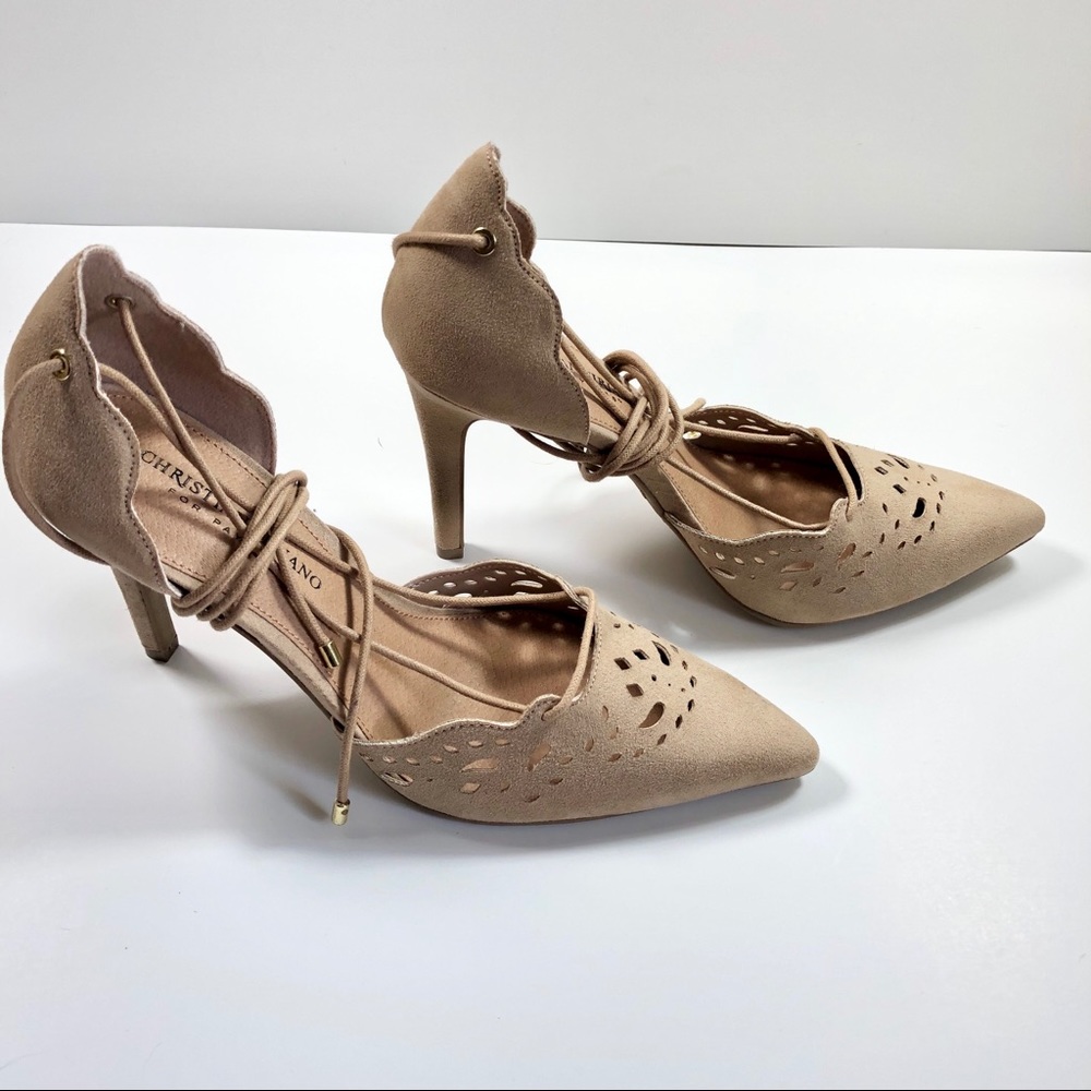 Christian Siriano Josephine Laser Cut Lace Up Heel